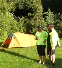 Cycle camping means trees, grass, fresh air, tired legs and a warm glow